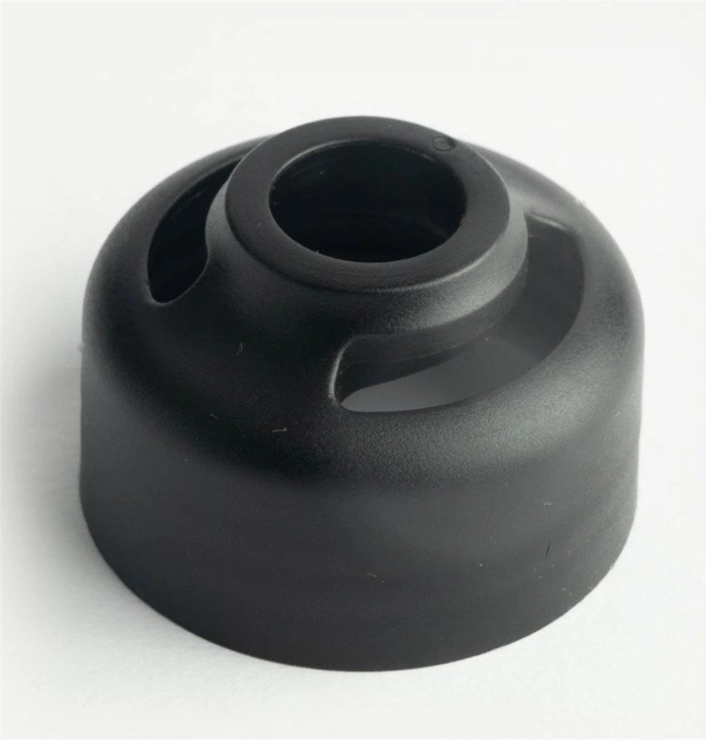 Tapón regulador FlexiVox con tres puntos numerados: 1 regula la salida del aire, 2 fija el tubo en el orificio central y 3 es un tapón macizo y resistente